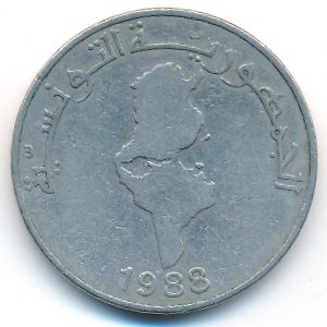 Тунис, 1 динар (1988 г.)