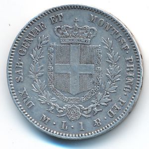 Сардиния, 1 лира (1860 г.)