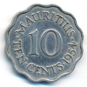 Mauritius, 10 cents, 1954
