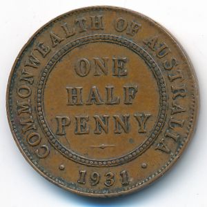 Australia, 1/2 penny, 1931