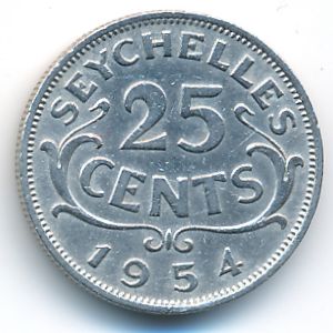Сейшелы, 25 центов (1954 г.)