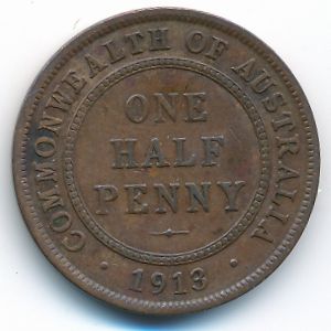Австралия, 1/2 пенни (1913 г.)