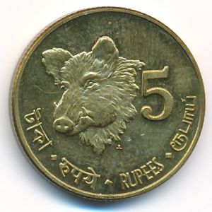 Андаманские и Никобарские острова., 5 рупий (2011 г.)