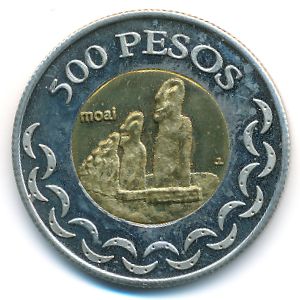 Остров Пасхи., 500 песо (2014 г.)