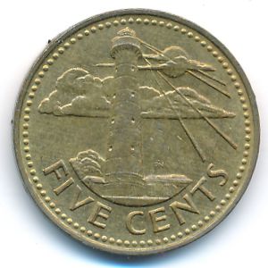 Barbados, 5 cents, 1982