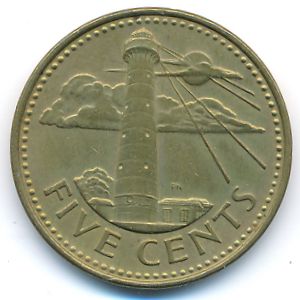 Barbados, 5 cents, 1988