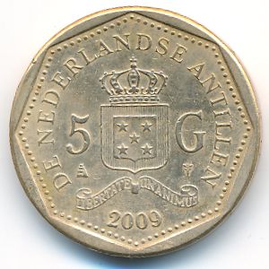 Антильские острова, 5 гульденов (2009 г.)