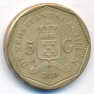Антильские острова, 5 гульденов (2010 г.)