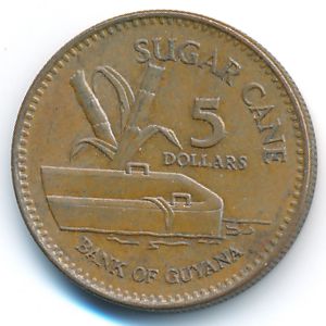Guyana, 5 dollars, 1996