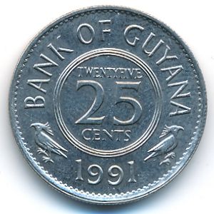 Гайана, 25 центов (1991 г.)