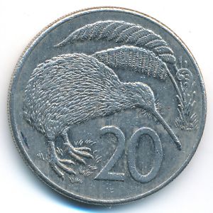 New Zealand, 20 cents, 1986