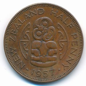 Новая Зеландия, 1/2 пенни (1957 г.)