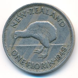 New Zealand, 1 florin, 1948