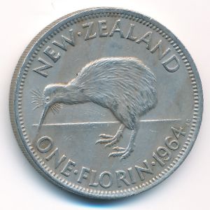 New Zealand, 1 florin, 1964