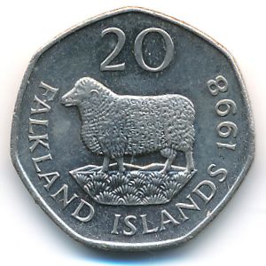 Falkland Islands, 20 pence, 1998