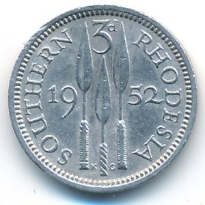 Южная Родезия, 3 пенса (1952 г.)