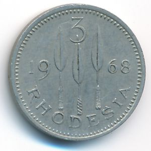 Rhodesia, 3 pence-2 1/2, 1968