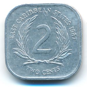 Восточные Карибы, 2 цента (1987 г.)