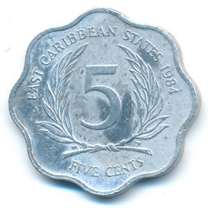Восточные Карибы, 5 центов (1984 г.)