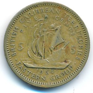 Восточные Карибы, 5 центов (1964 г.)