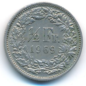 Швейцария, 1/2 франка (1969 г.)