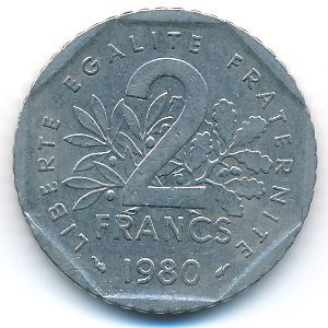 Франция, 2 франка (1980 г.)