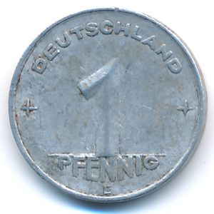 German Democratic Republic, 1 pfennig, 1952