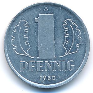 ГДР, 1 пфенниг (1980 г.)