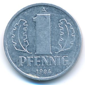 German Democratic Republic, 1 pfennig, 1984