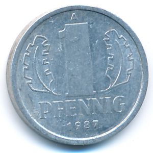 German Democratic Republic, 1 pfennig, 1987