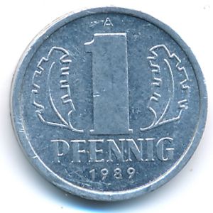 German Democratic Republic, 1 pfennig, 1989