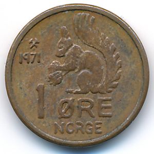 Норвегия, 1 эре (1971 г.)