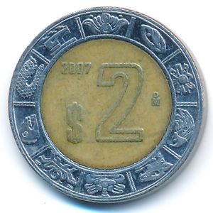 Мексика, 2 песо (2007 г.)