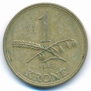 Denmark, 1 krone, 1946