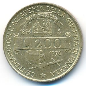 Италия, 200 лир (1996 г.)