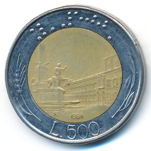 Италия, 500 лир (1984 г.)