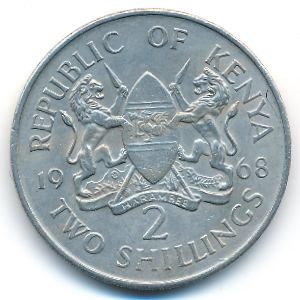 Kenya, 2 shillings, 1968