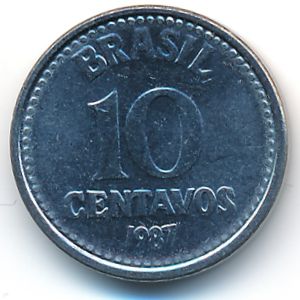 Brazil, 10 centavos, 1987