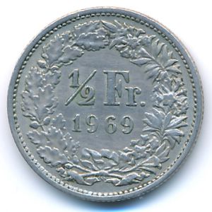 Швейцария, 1/2 франка (1969 г.)