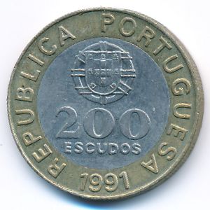 Portugal, 200 escudos, 1991
