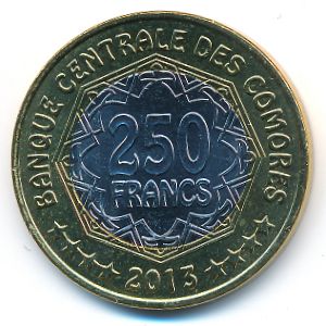 Коморские острова, 250 франков (2013 г.)
