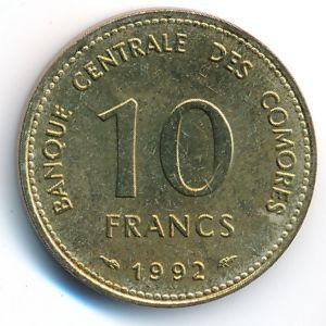 Коморские острова, 10 франков (1992 г.)
