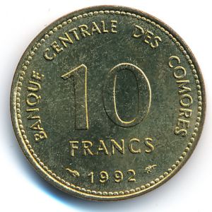 Коморские острова, 10 франков (1992 г.)