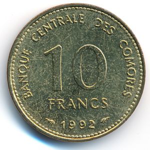 Коморские острова, 10 франков (1992 г.)