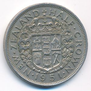 Новая Зеландия, 1/2 кроны (1951 г.)