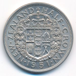 Новая Зеландия, 1/2 кроны (1951 г.)