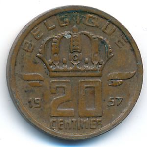 Бельгия, 20 сентим (1957 г.)
