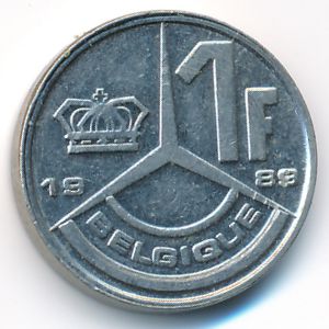 Belgium, 1 franc, 1989