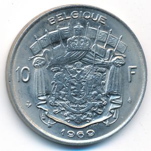 Belgium, 10 francs, 1969