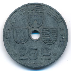 Belgium, 25 centimes, 1943